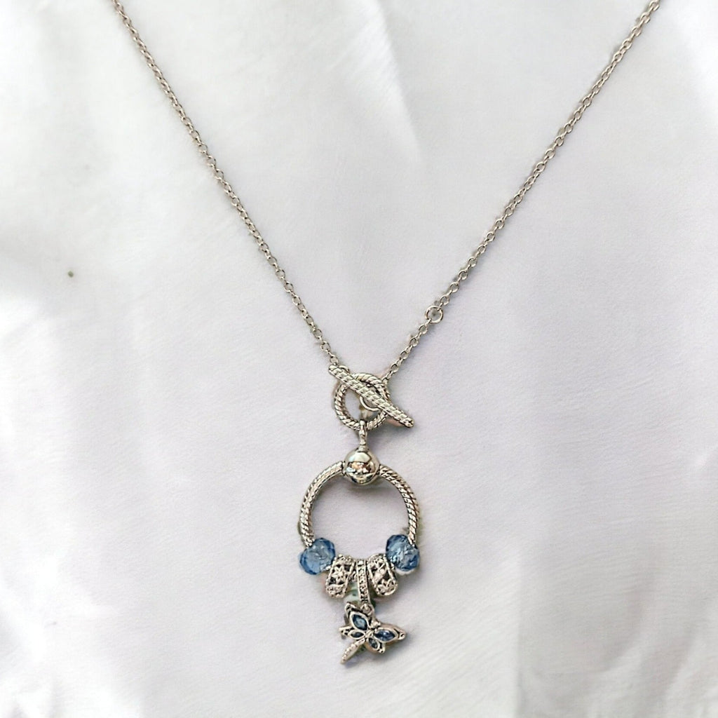Dragonfly Sterling Silver Toggle Charm Necklace