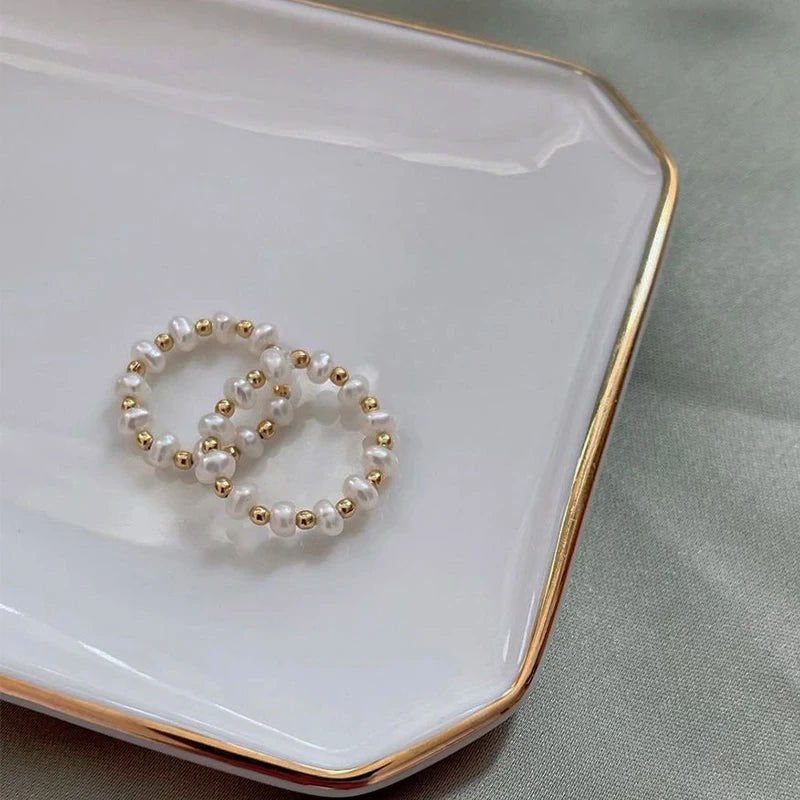 Round Pearl Beaded Stretch Ring