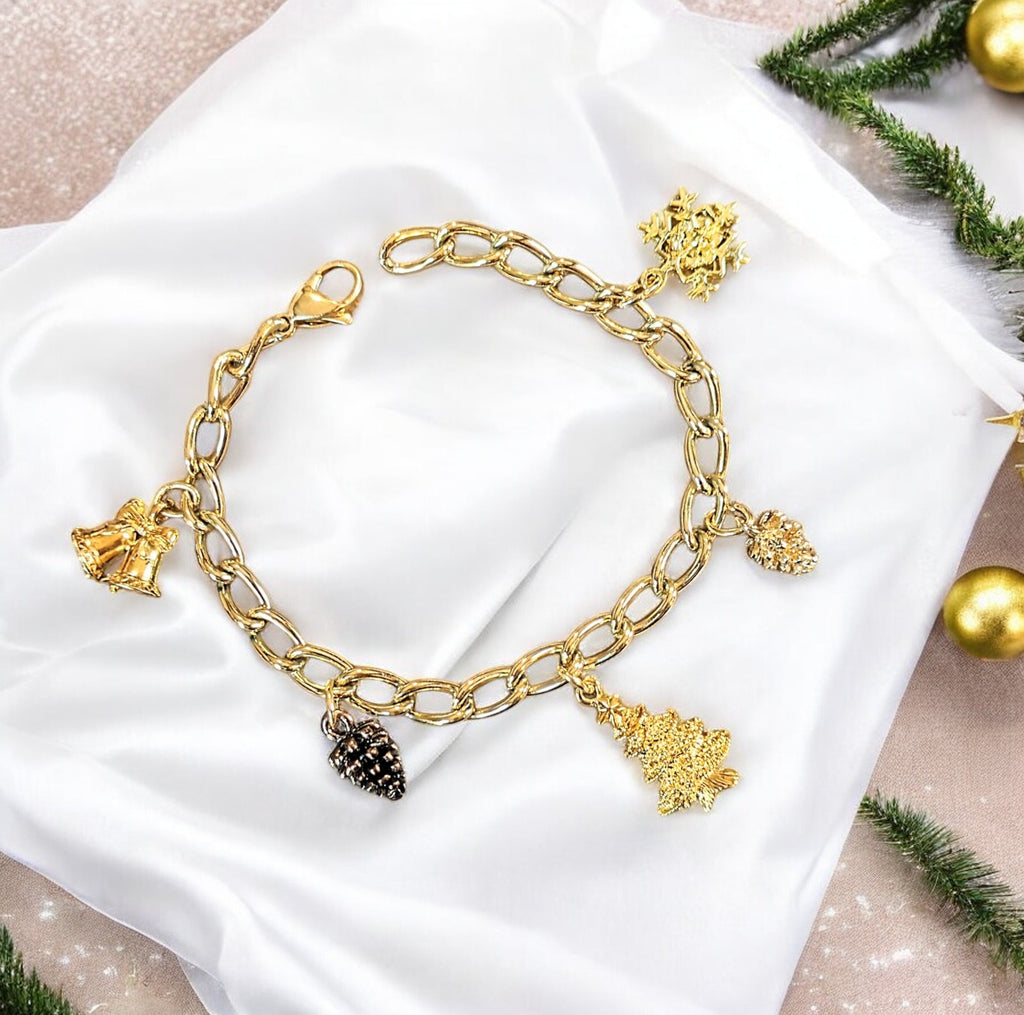 Christmas Gold Charm bracelet