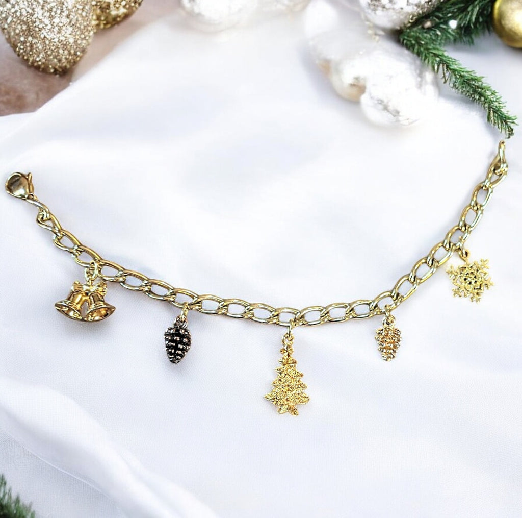 Christmas Gold Charm bracelet