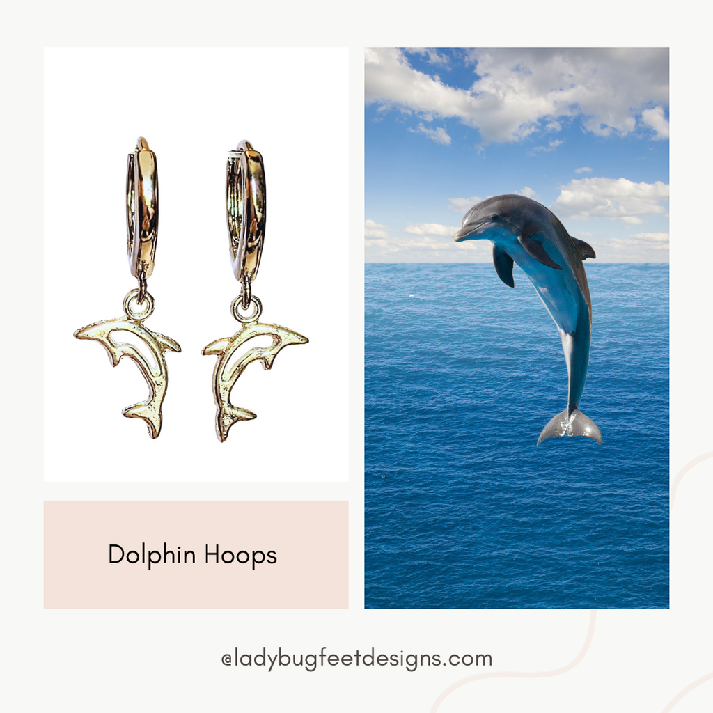 Dolphin Huggie Hoop earrings, 15mm Hoop Drop