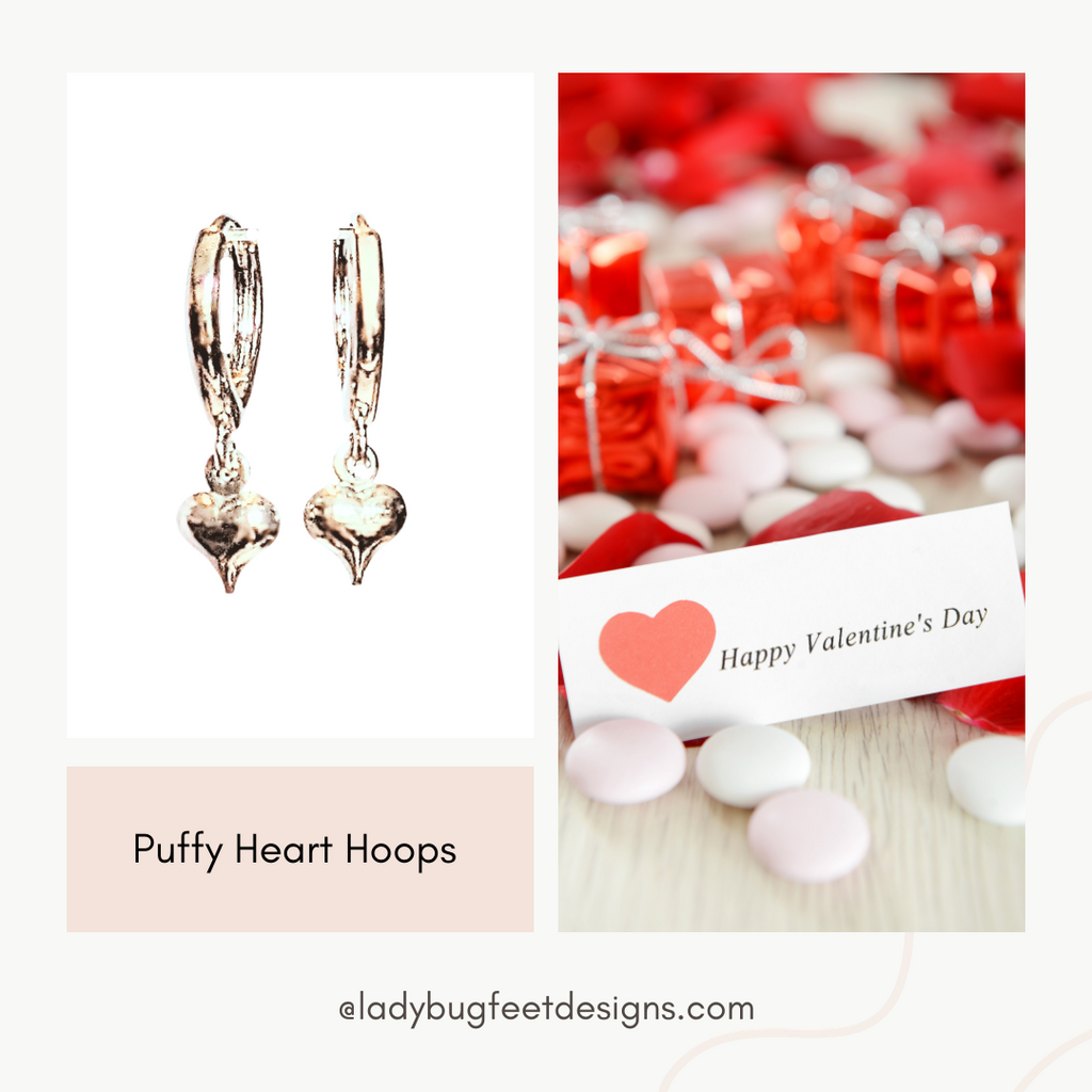Silver Heart Huggie Hoop earrings, 15mm Hoop Drop
