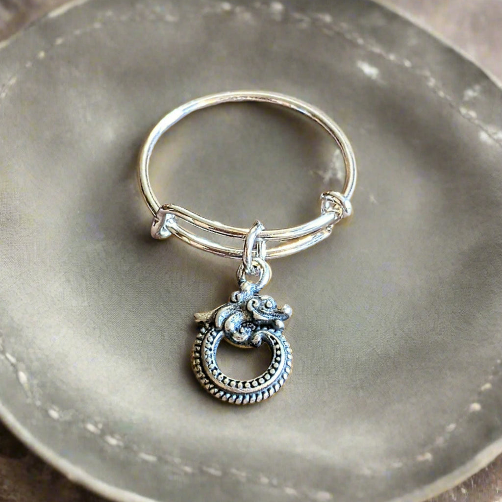 Sterling Silver Dragon Charm Ring