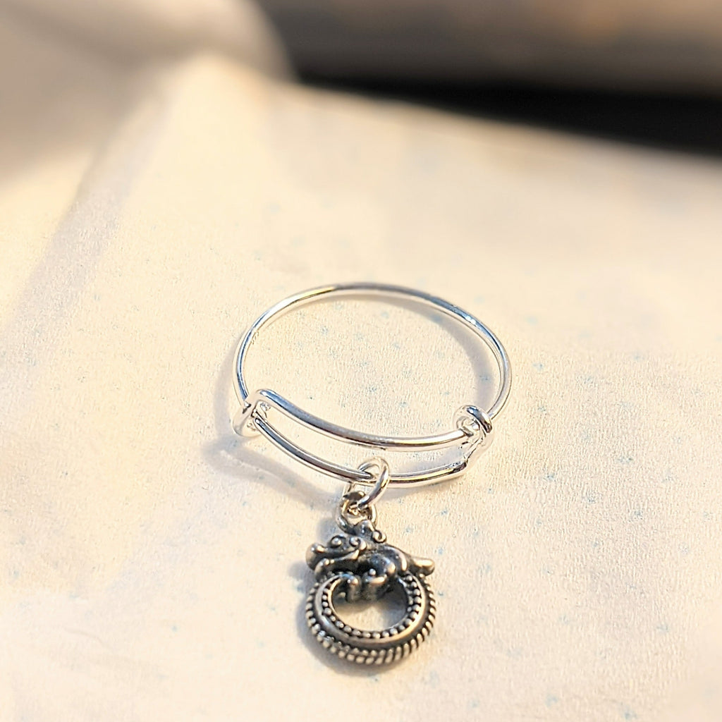 Sterling Silver Dragon Charm Ring