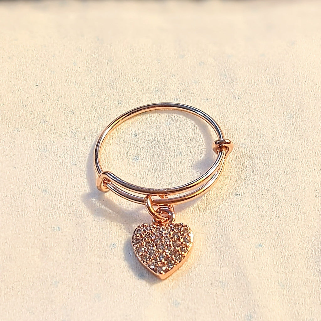 CZ Rose Gold Heart Ring 5-7