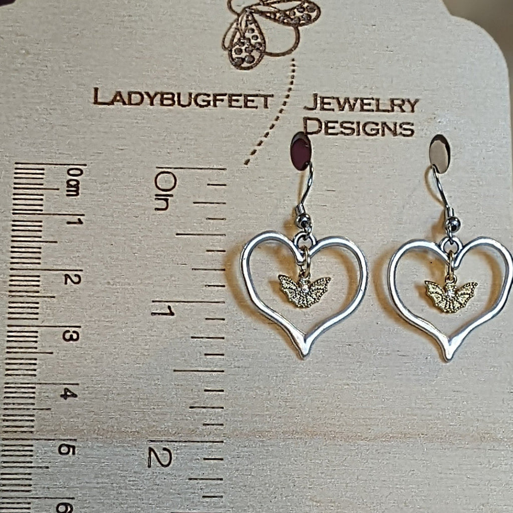 Two-Tone Bat Heart Earrings