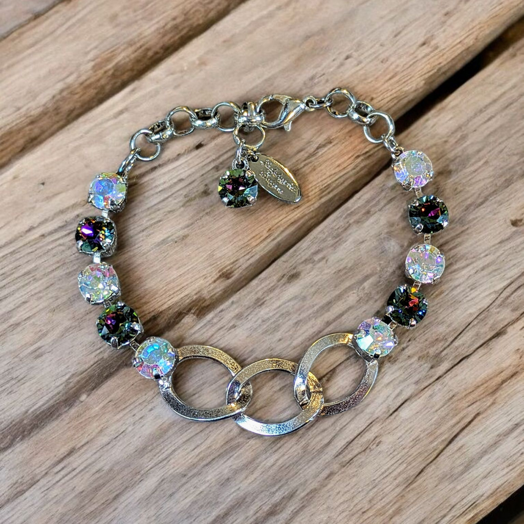 Multi Colored Faceted Crystal Chain Link Bracelet