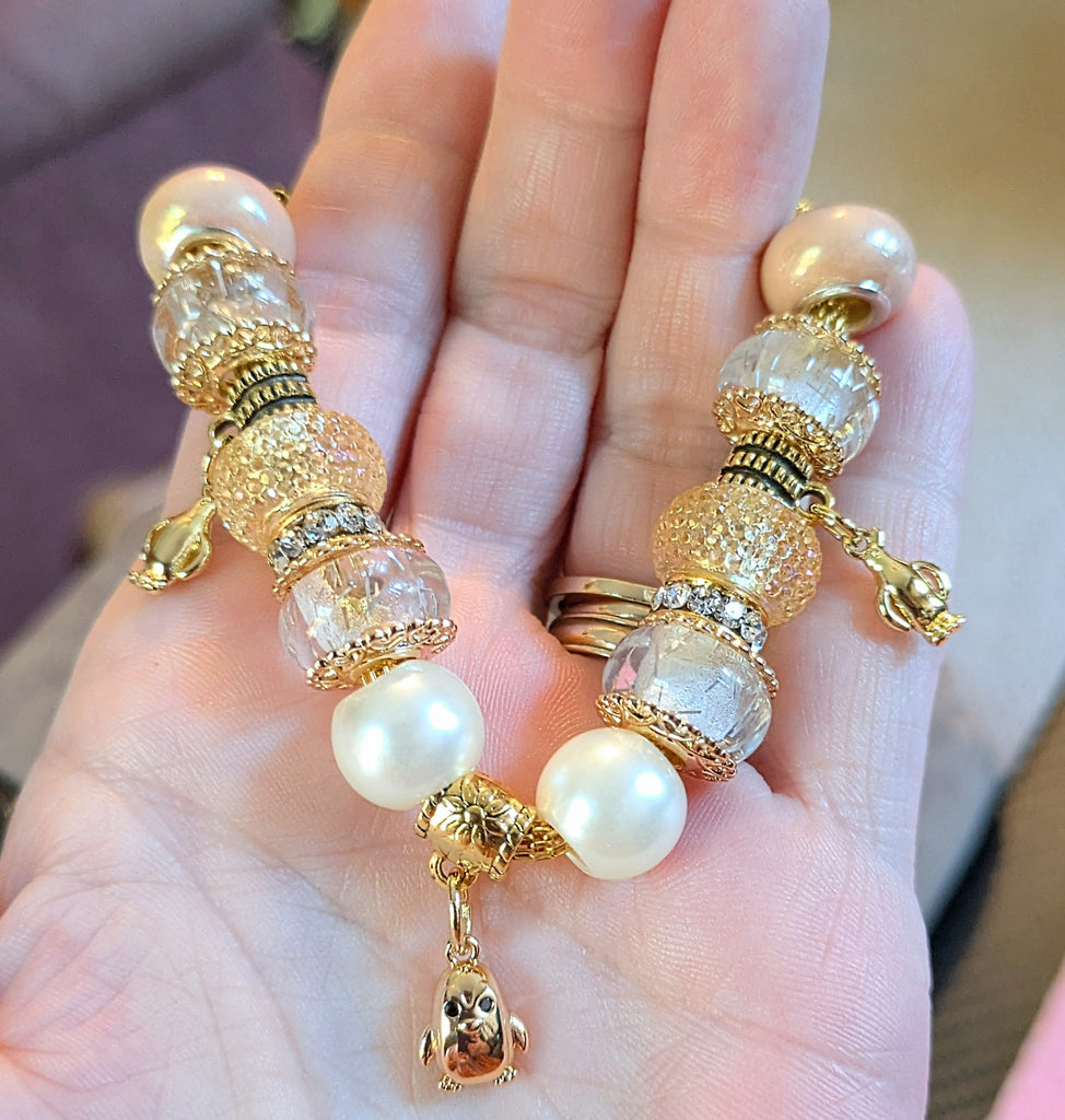 Peguin European beaded bracelet - Gold