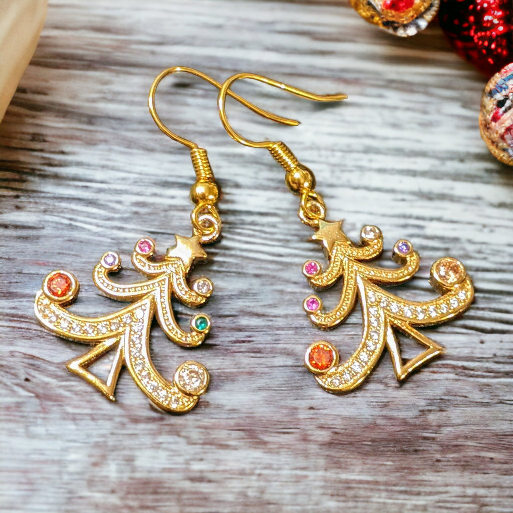 Rhinestone Christmas Tree dangle earrings