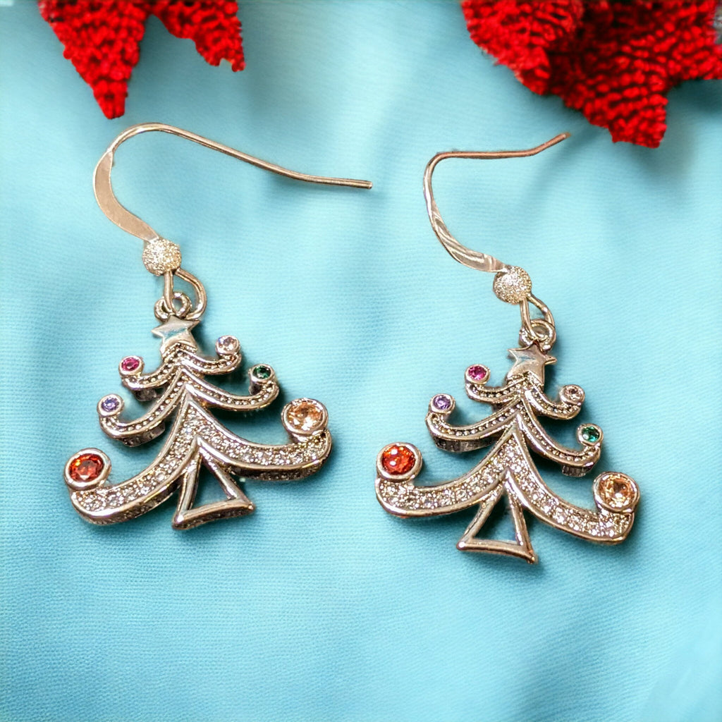 Rhinestone Christmas Tree dangle earrings