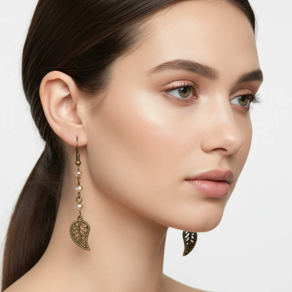 Antique Bronze Filigree Leaf dangle earrings