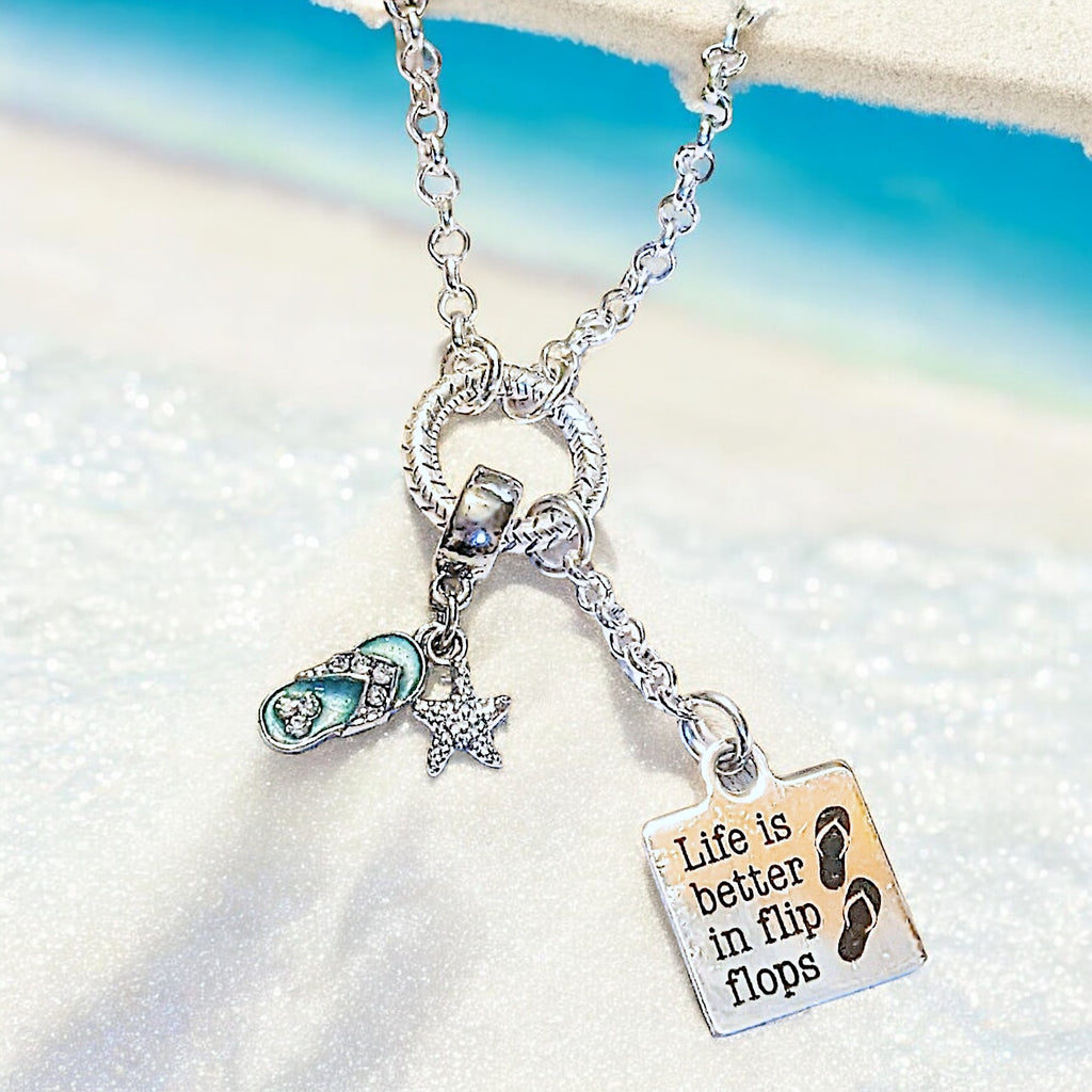 Life is Better in Flip Flops Charm Keeper Necklace - 18-24 inch