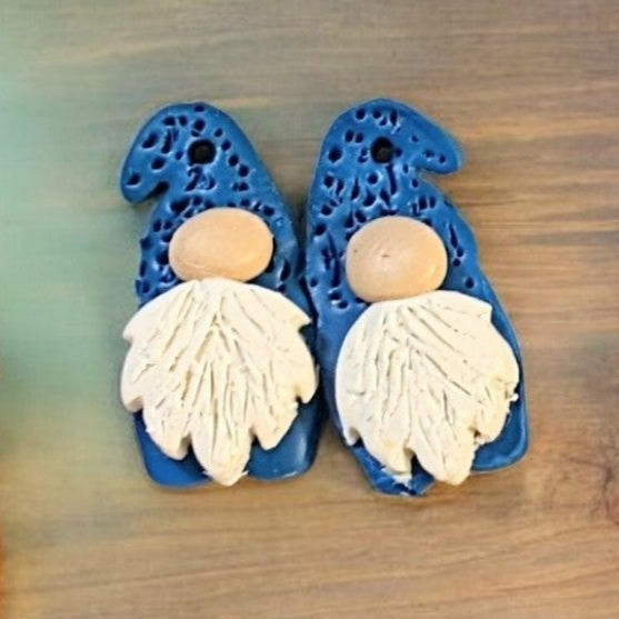 Gnome Clay hook earrings - Gold Navy Blue Gold Stainless Steel