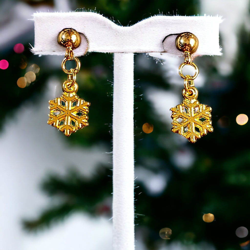 Gold Snowflake Post Earrings