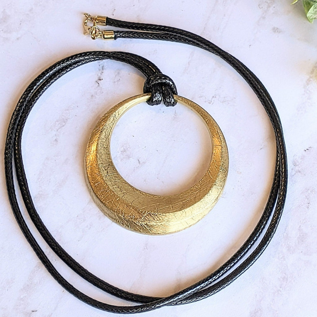 Large Circle Pendant Cord Necklace, 36 inches
