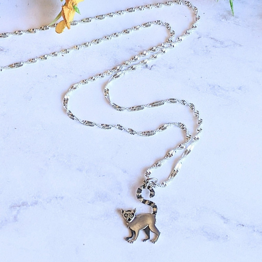 Lemur Pendant charm necklace, 22 inch