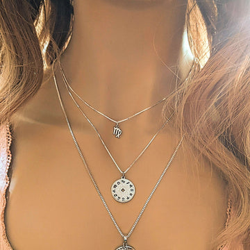 Sterling Silver Zodiac Symbol Necklace - 12 - 24 inches