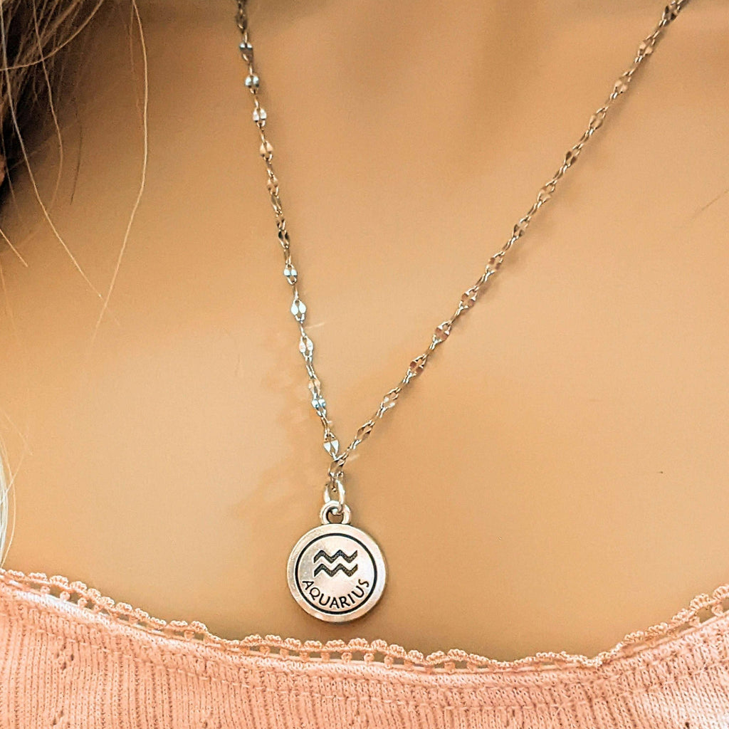 Double Sided Zodiac Coin Necklace - 24 inch