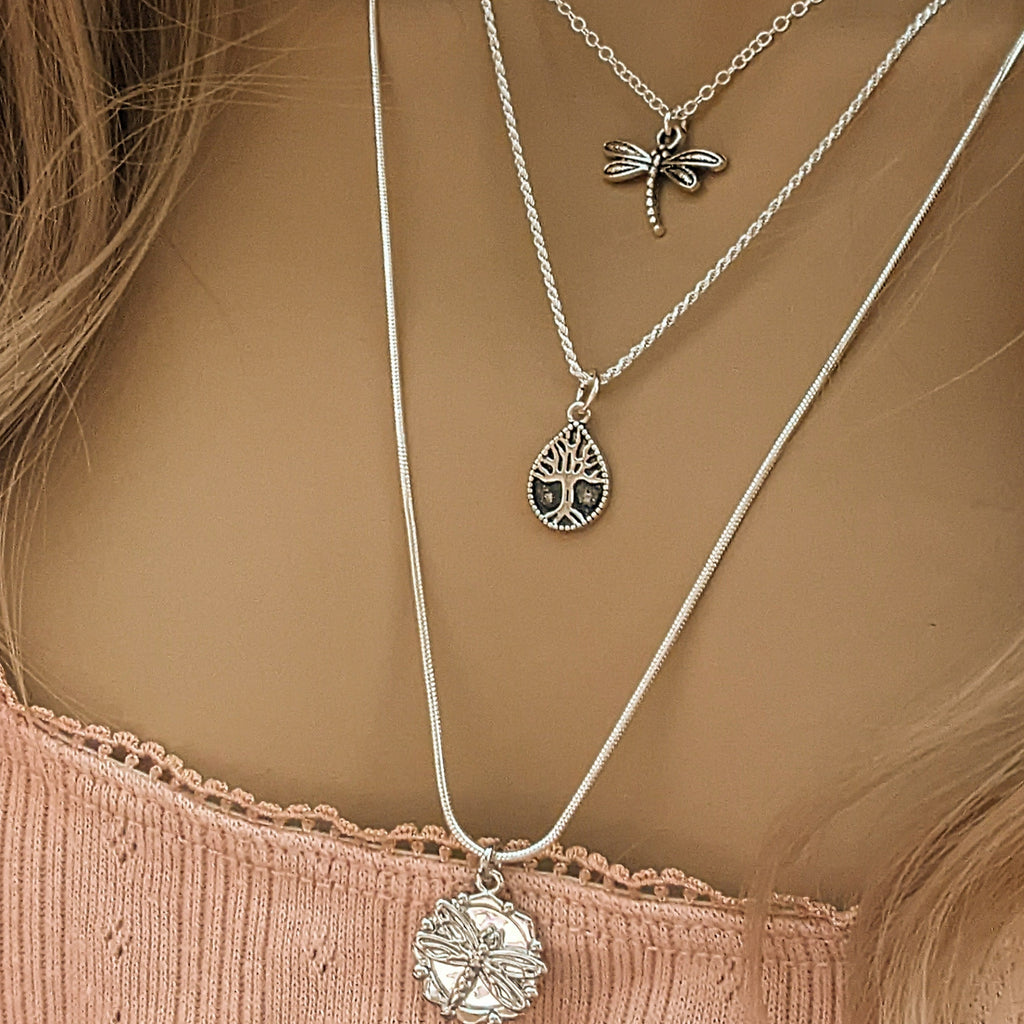 Dragonfly Layered Necklace Set