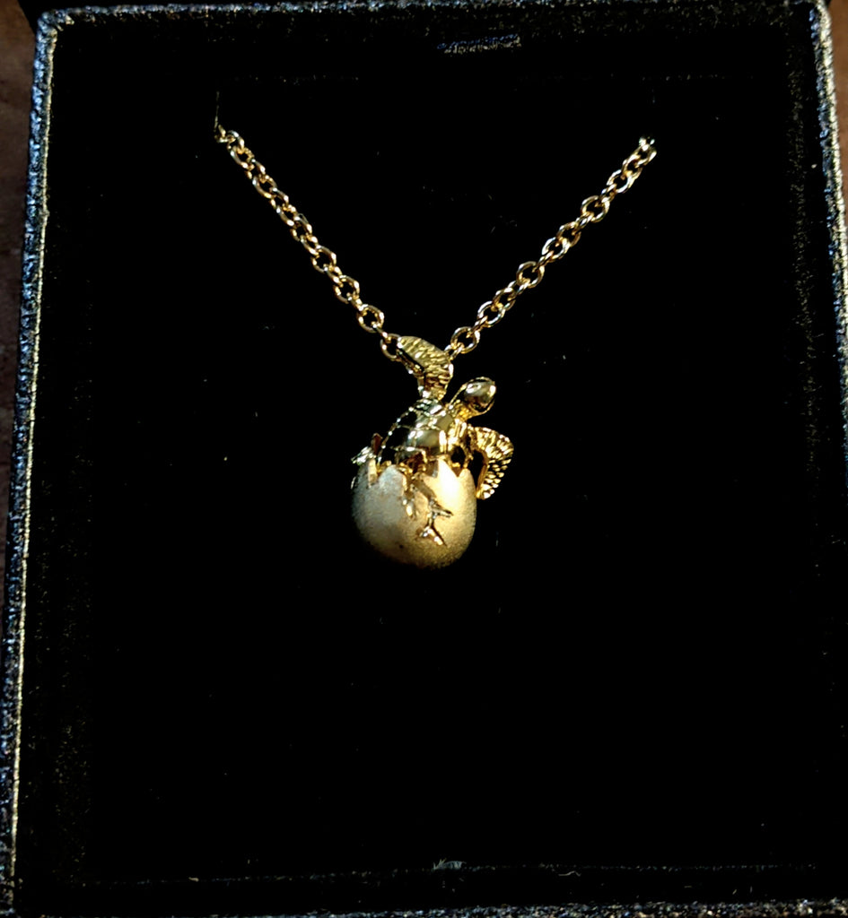 Gold Turtle Hatchling necklace - 24 inch