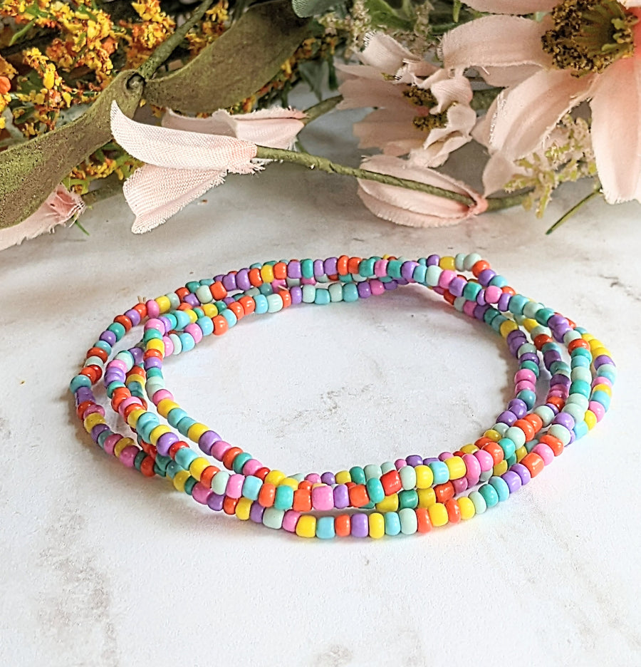 Beaded Stretch Cord Anklet-Candy Sprinkles – Ladybugfeet Jewelry