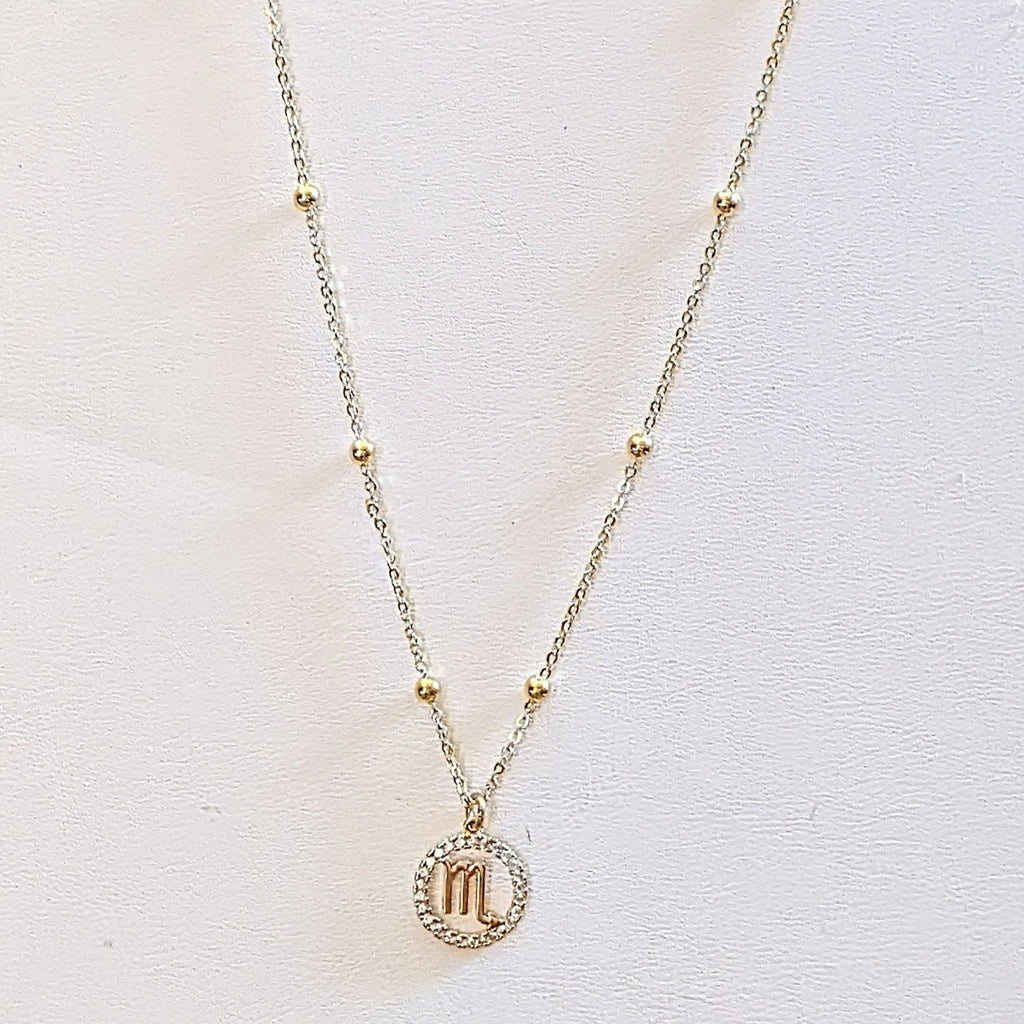 Gold CZ Zodiac Symbol Necklace - 18 inch