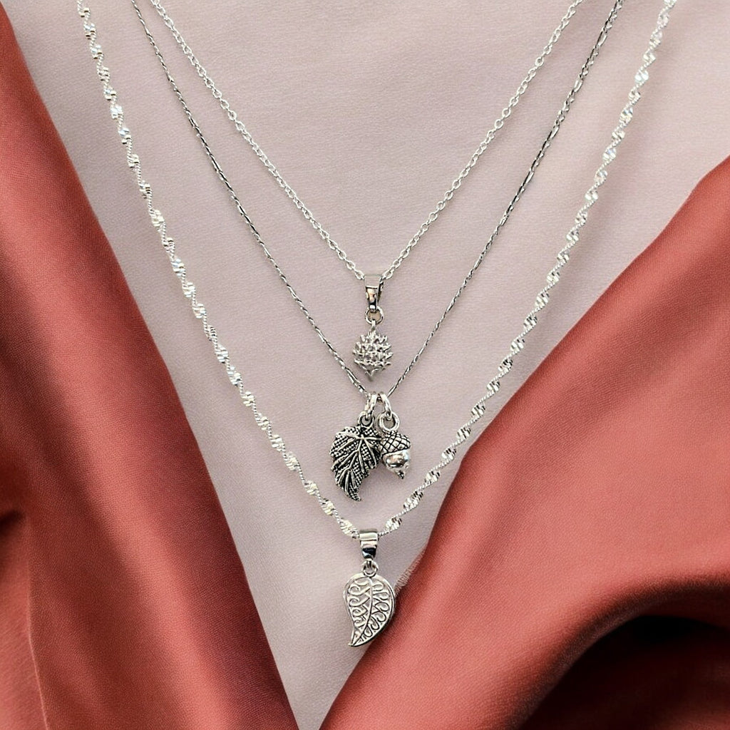 Silver Nature's Splendor Layered Necklace Set