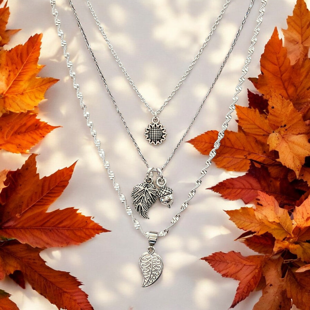 Silver Nature's Splendor Layered Necklace Set