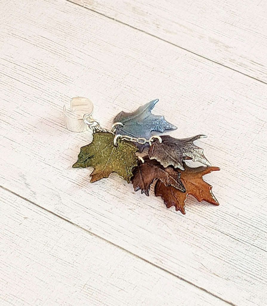 Maple Leaves Ear Cuff, Silver