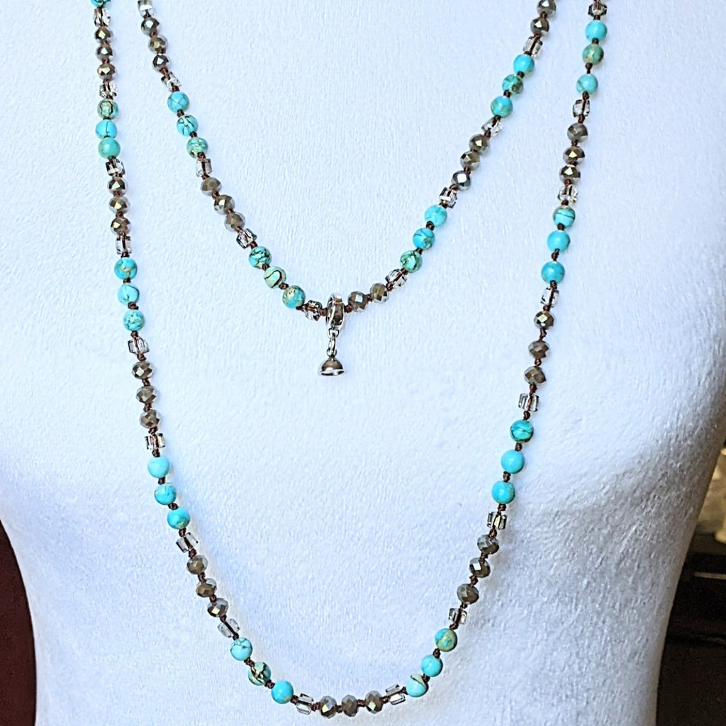Variscite Crystal Semi-Precious Gemstone Necklace with Pendants - 60 inch