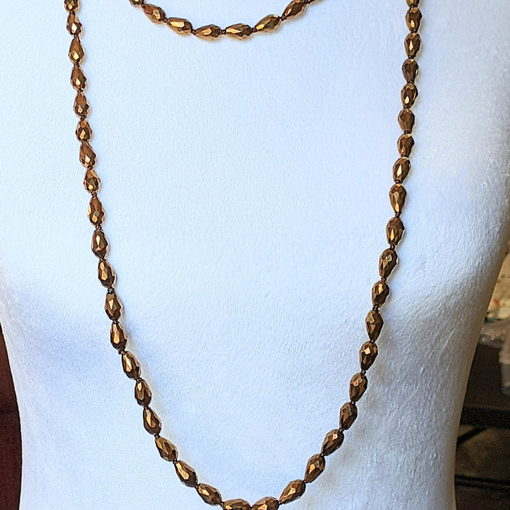 Gleaming Copper Crystal Necklace - 60 inch