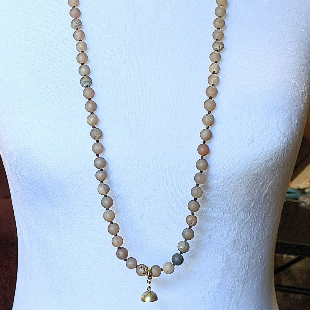 Metallic Druzy Semi-Precious Gemstone Necklace- 36 inch