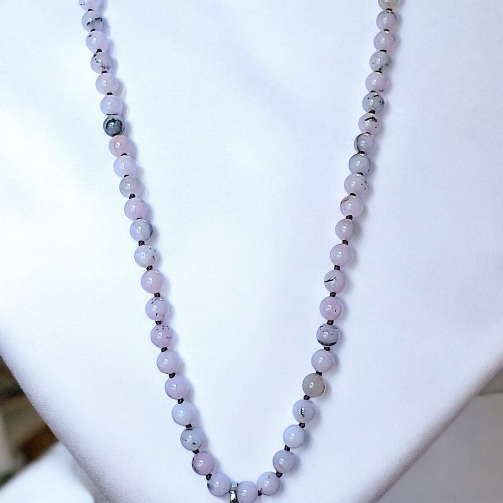 Pink Jade Semi-Precious Gemstone Necklace- 32 inch