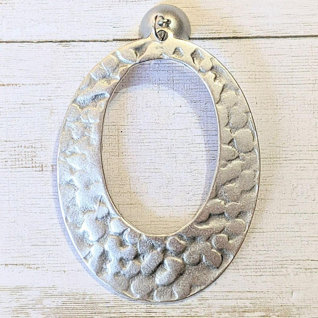 Silver Hammered Oval Pendant