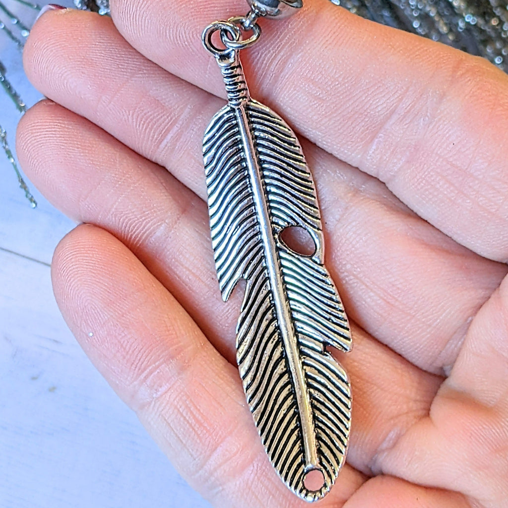 Silver Curved Feather Pendant
