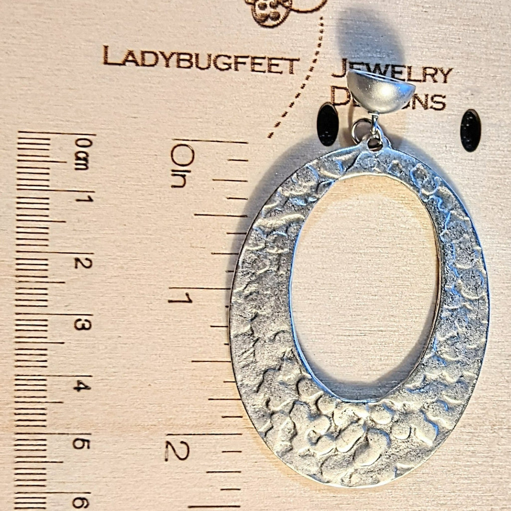 Silver Hammered Oval Pendant