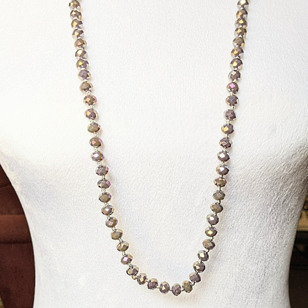 Shimmering Plum AB Crystal Knotted Necklace -36 inch