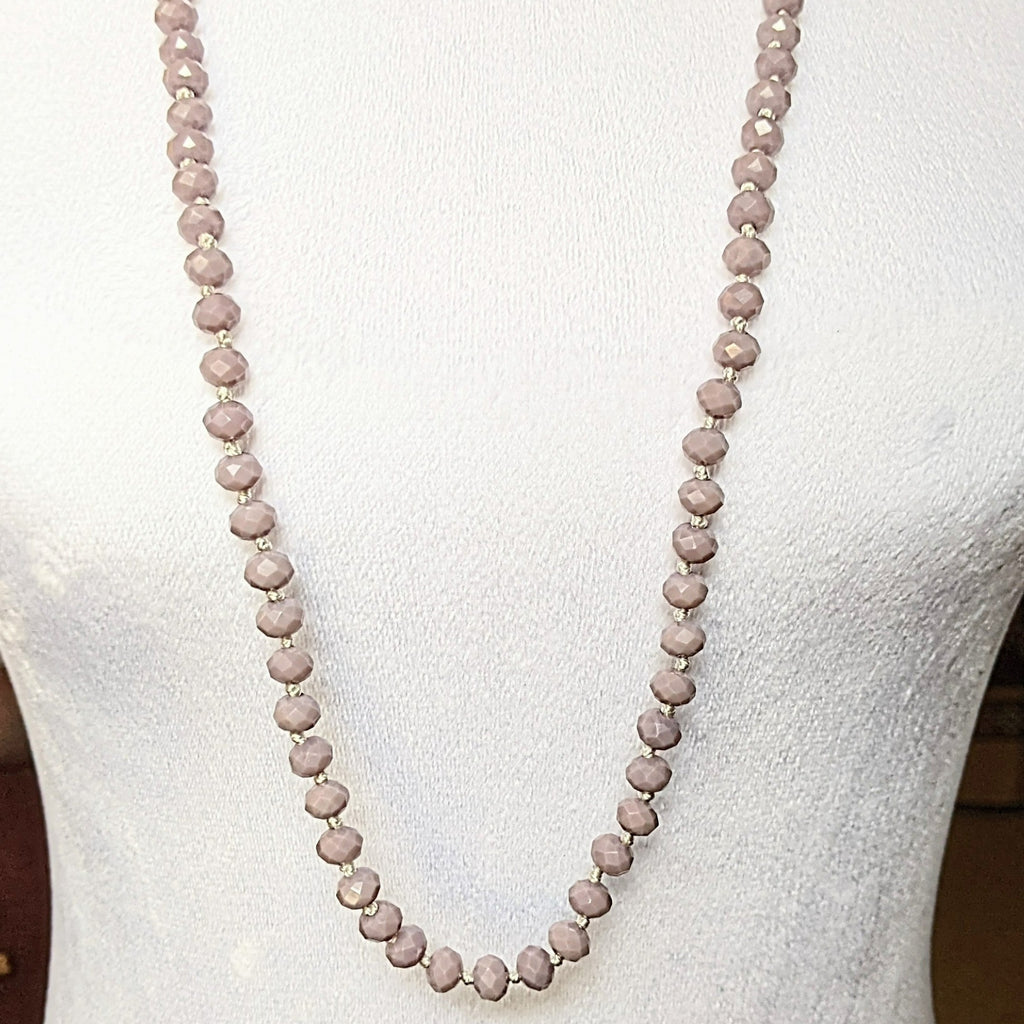 Pretty Plum Crystal Knotted Necklace -36 inch