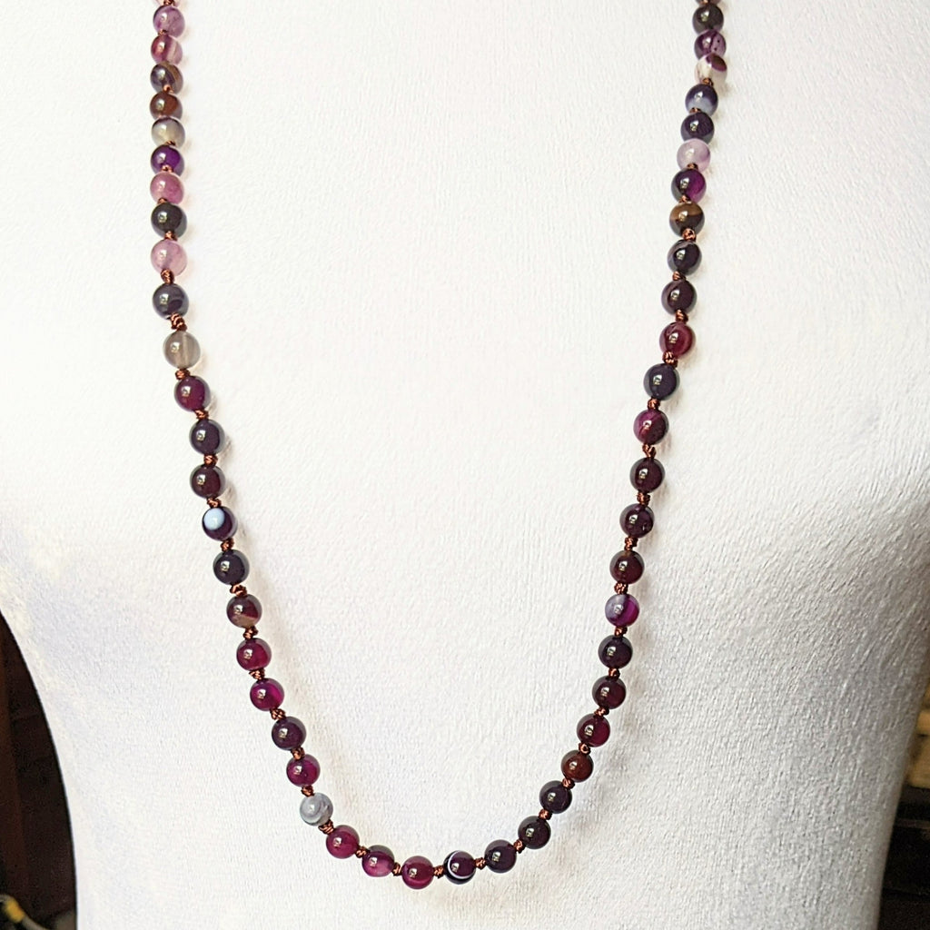 Light Purple Jade Semi-Precious Gemstone Necklace- 36 inch