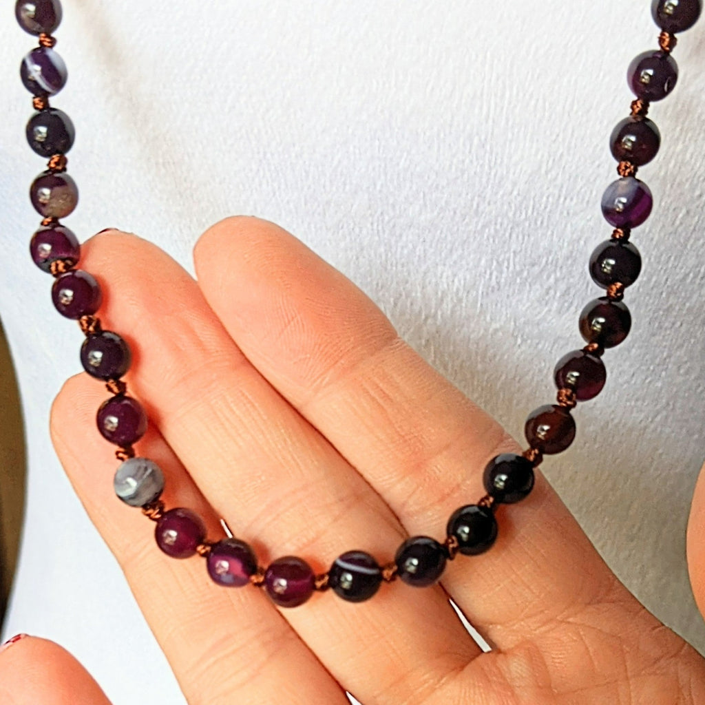 Light Purple Jade Semi-Precious Gemstone Necklace- 36 inch
