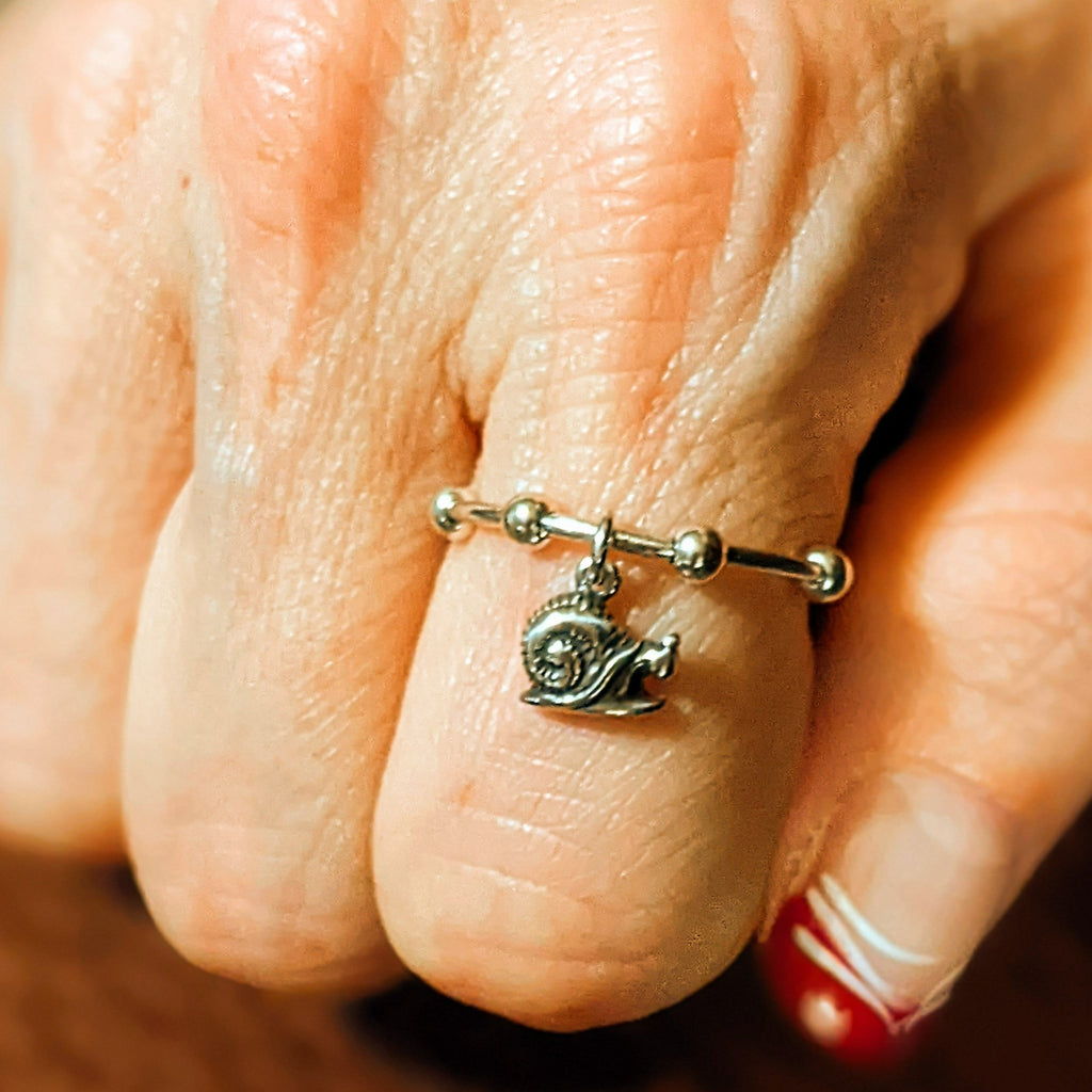 Sterling Silver Snail Adjustable Charm Ring