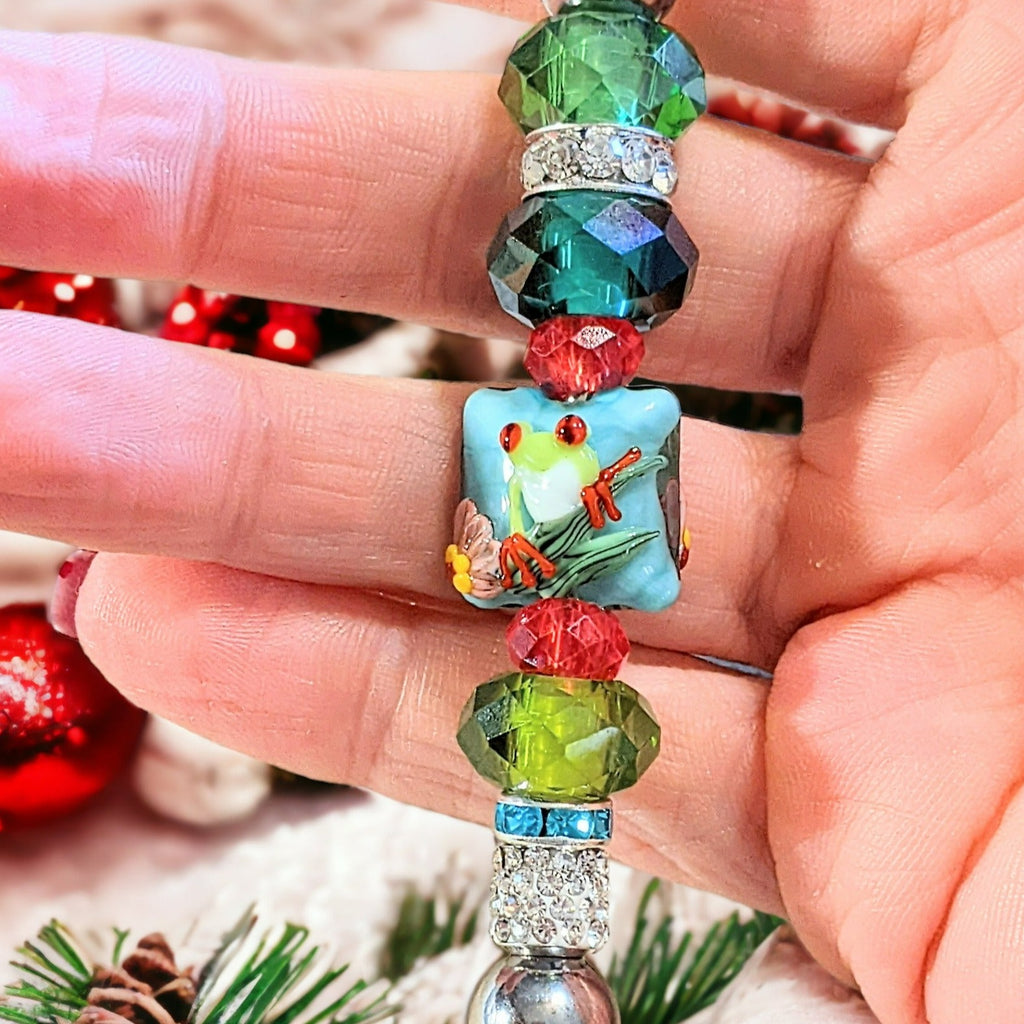 Red Eyed Tree Frog Crystal Keychain/Purse Clip