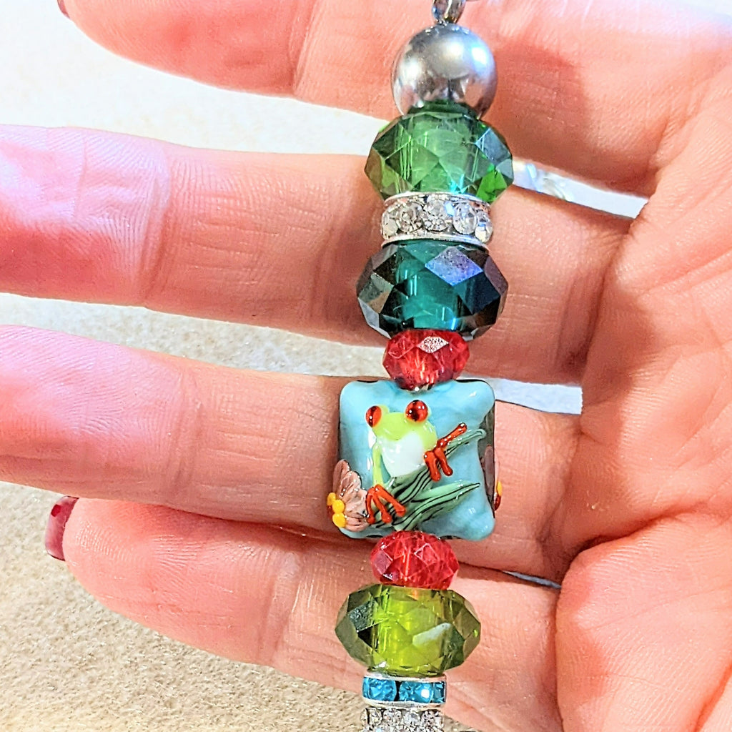 Red Eyed Tree Frog Crystal Keychain/Purse Clip