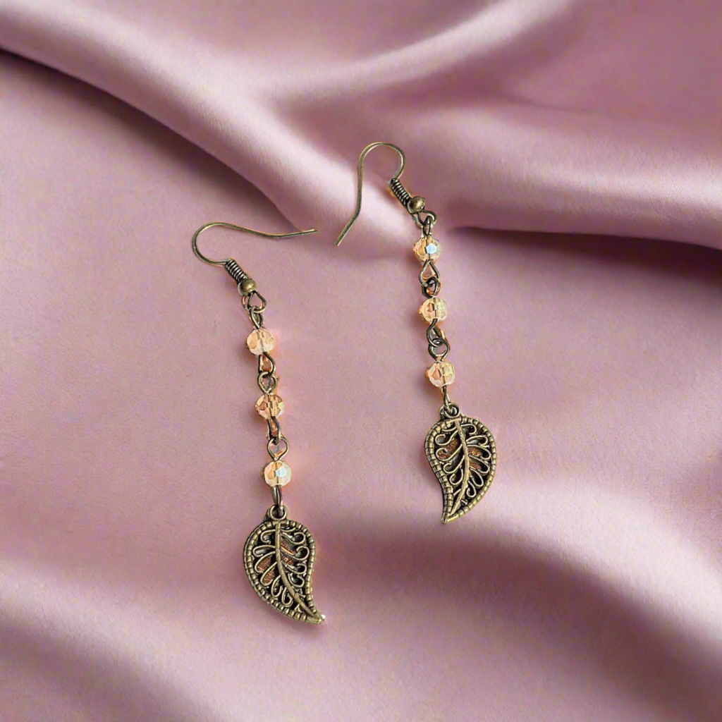 Antique Bronze Filigree Leaf dangle earrings