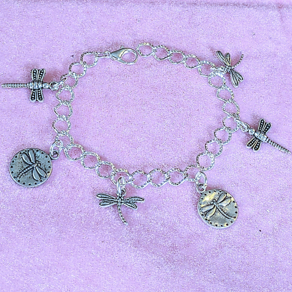 Silver Dragonfly Charm Bracelet