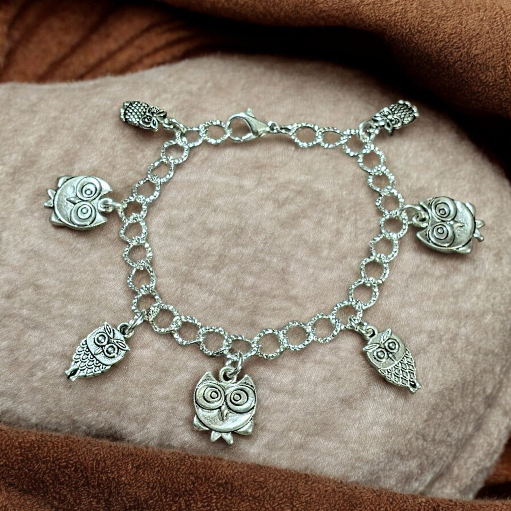 Silver Owl Lover's Charm Bracelet