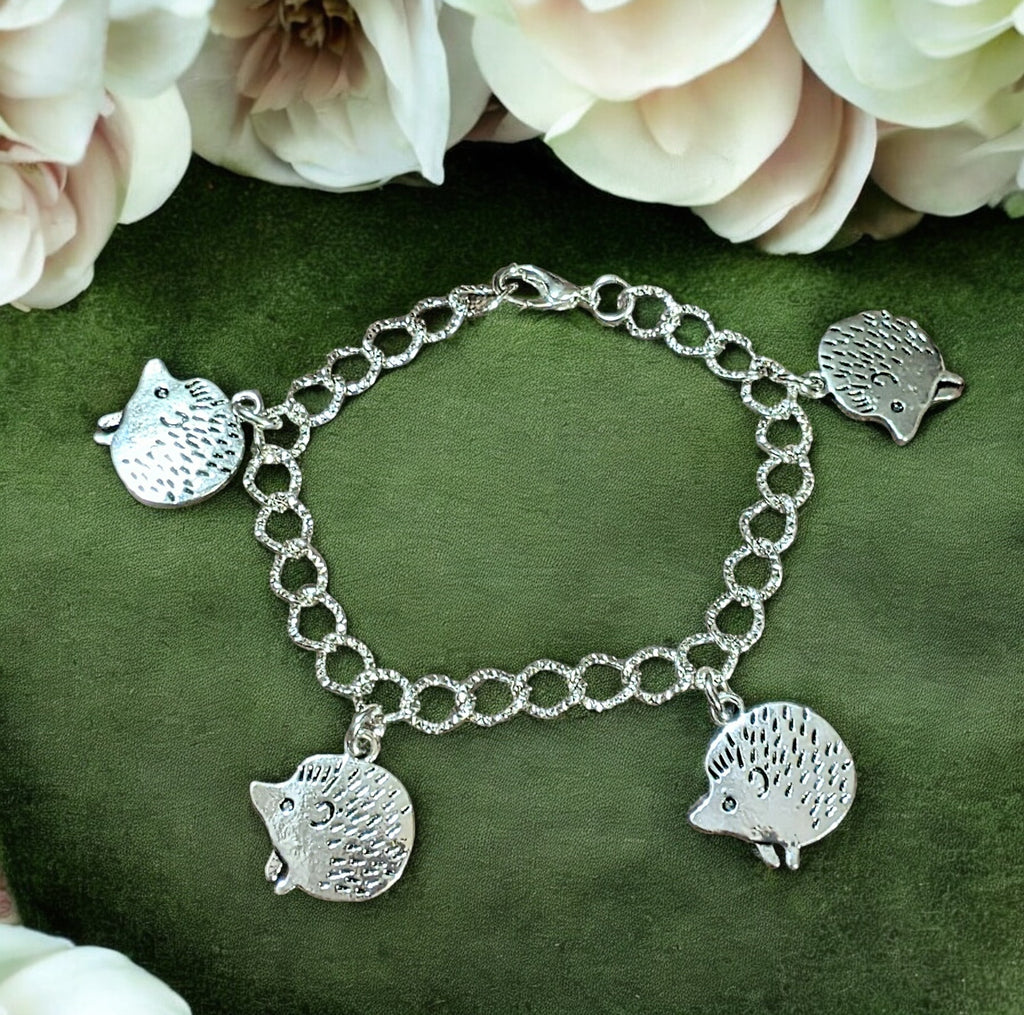 Silver Hedgehog Lover's Charm Bracelet