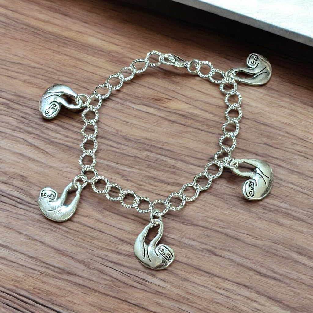 Silver Sloth Lover's Charm Bracelet