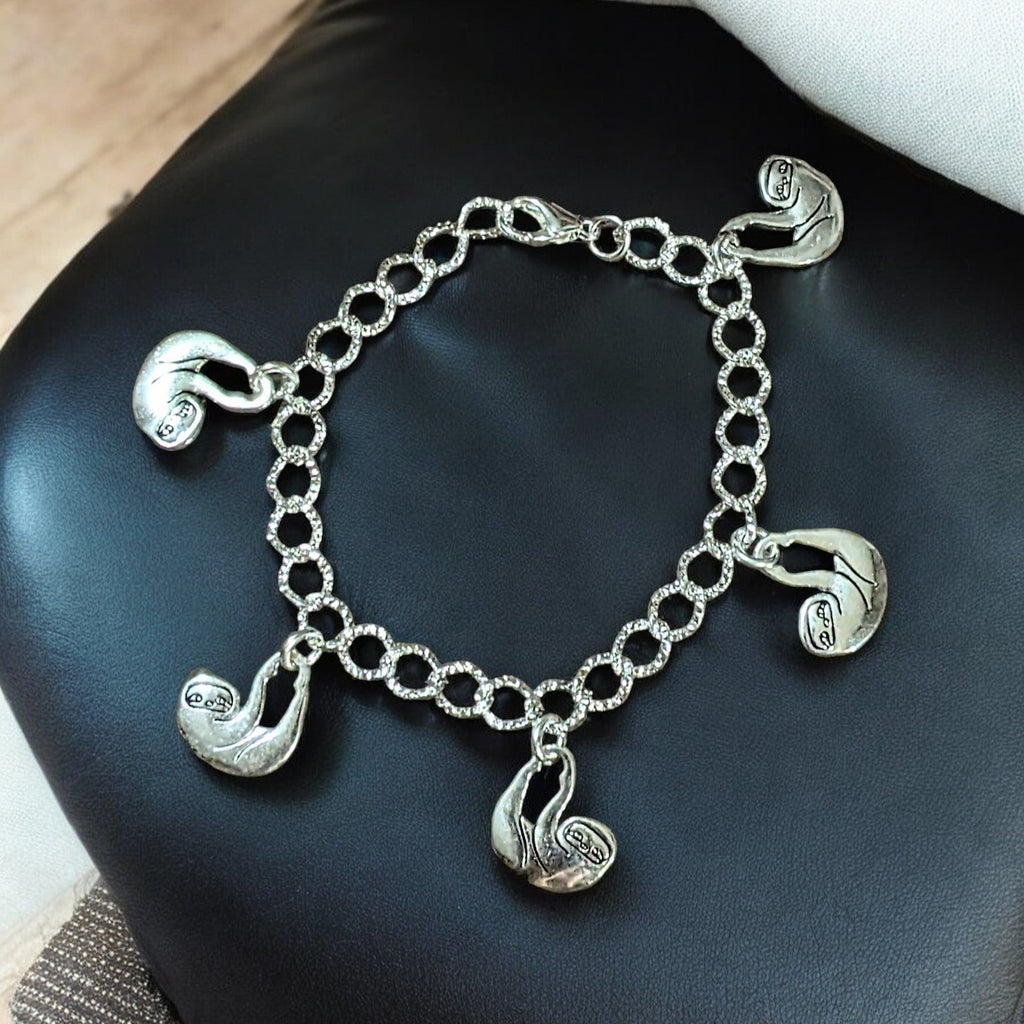 Silver Sloth Lover's Charm Bracelet