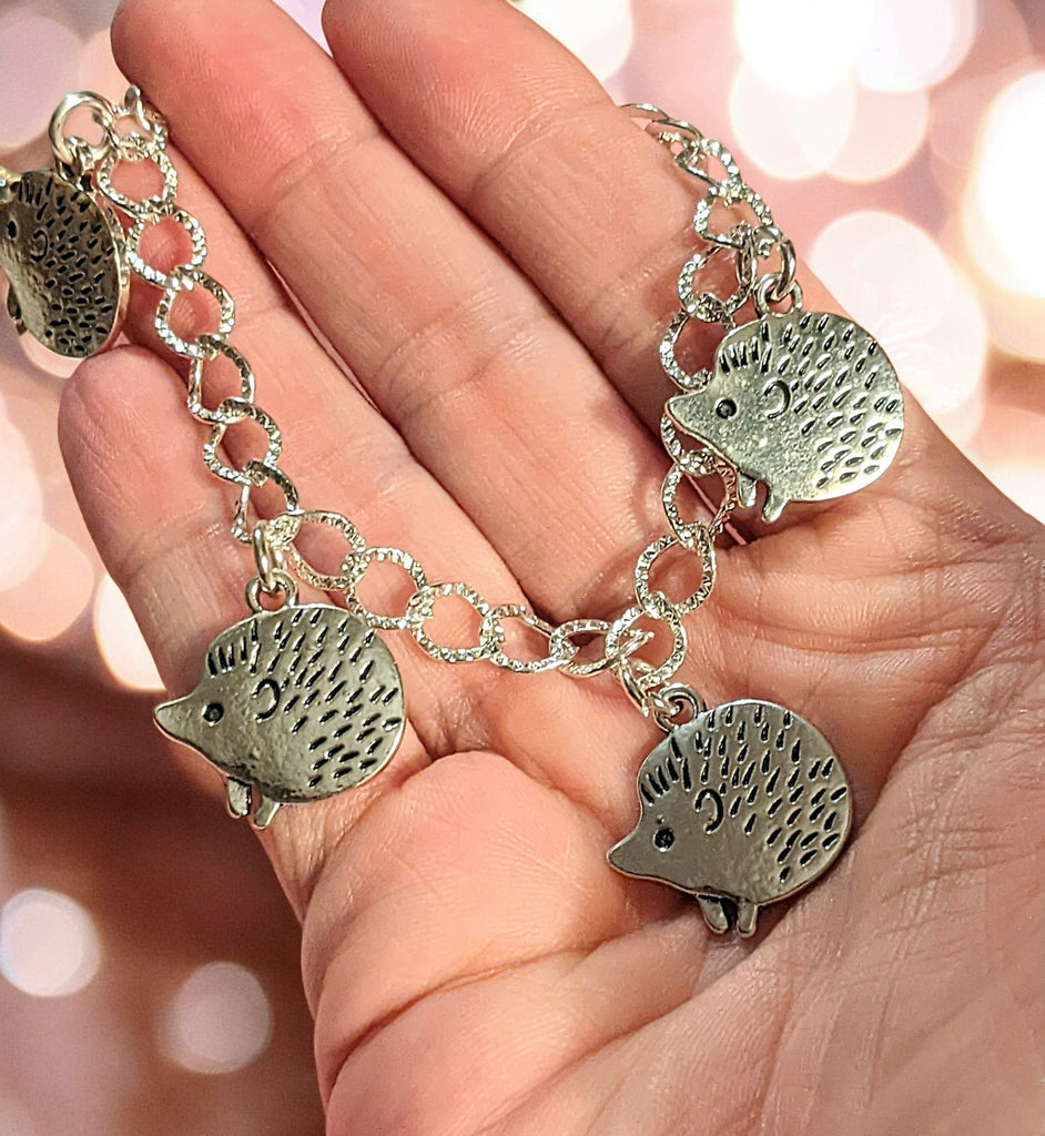 Silver Hedgehog Lover's Charm Bracelet